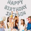 TONIFUL 65 Pcs 16 Inch Silver Happy Birthday Balloons and 2 Sets A-Z Foil Letters Balloons DIY Personalized Phrase Banner for Birthday Celebration Halloween Thanksgiving Christmas Party Decorations