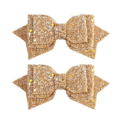 4-Inch Glitter Multicolor Hair Clips-Premium Sparkly Sequin Hair Barrettes, Alligator Clips, Ideal for Teens, Toddlers, Flower Girls, Wedding Attire-Colorful Hair Accessory（Gold）