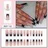 LPOODDNU Black French Tip Press on Nails Long 3D Metal Butterfly Fake Nails Extra Long Glue on Nails Glossy Full Cover Artificial False Nail Tips Long Square Stick on Nails for Women Nail Decorations