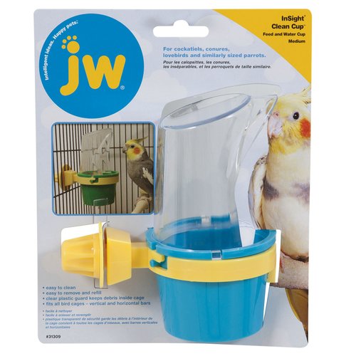 JW Pet Bird Cage Clean Cup Feeder & Water Cup Bird Accessory, Medium (Assorted Colors)