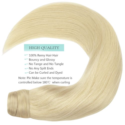 Clip in Ponytail Hair Extensions Long Straight Pony tail Hair Extensions Silky Loxxy 100% Real Remy Long Ponytail Extension Extension 18 Inch Platinum Blonde 80g