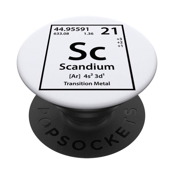 Periodic Tees Co. Scandium (Sc) Element Periodic Table Science and Chemistry White PopSockets Stand