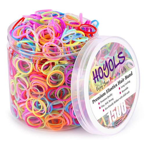 HOYOLS Small Toddler Elastics Mini Hair Ties 10 Colored Rubber Bands for Hair Ponytail Holders for Baby Girl Infants, Ligas Para Cabello TPR 1500 Pcs