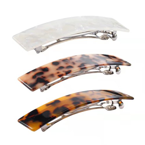 Jayongnee clip Tortoise Shell Hair Barrettes for Women Ladies,Elegant French Design Barrettes Tortoise Shell Automatic Hair Clip for Medium and Thick Hair, barrettes for thick hair