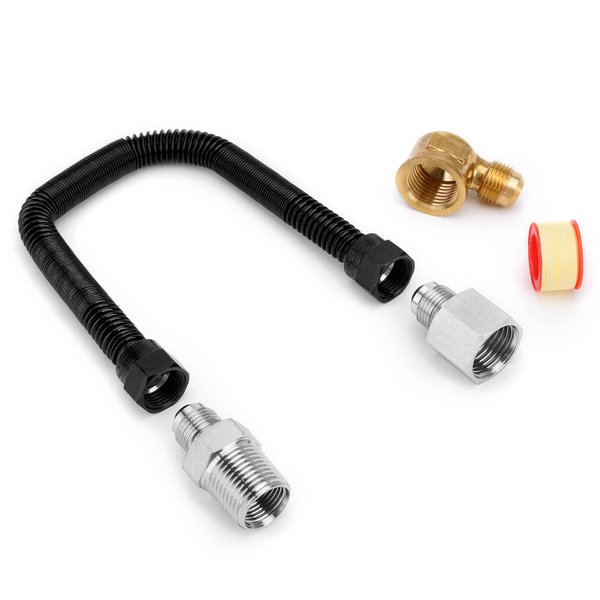 Stanbroil 3/8" X 12" Non-Whistle Flexible Flex Gas Line Connector Kit for NG or LP Fire Pit and Fireplace