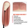 V'NICE Rose Gold Lace Front Wig 13×2.5 Long Straight Pink Synthetic Glueless Heat Resistant Fiber Synthetic Lace Front Wigs for Fashion Women Natural Hair Line