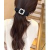 Bethynas Black Hair Bow with Rhinestone Sparkly Crystal Bow French Barrettes Hair Clips Big Bowknot Hair Ribbon Bridal Wedding Party Hair Accessory for Women Girls (Square - Rhinestone 1)