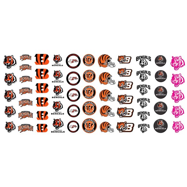 Sports Team for Bengal Tigers Cincinnati Waterslide Football Nail Art Decals - Salon Quality!