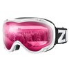 ZIONOR Lagopus Ski Snowboard Goggles UV Protection Anti fog Snow Goggles for Men Women Adult Youth VLT 46% White Frame Clear Rose Lens