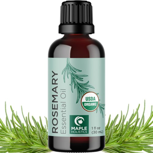 Certified Organic Rosemary Oil for Hair - Pure USDA Organic Rosemary Essential Oil for Hair Skin and Nails plus Aromatherapy - Organic Hair Oil for Dry Scalp Treatment and Enhanced Volume and Shine