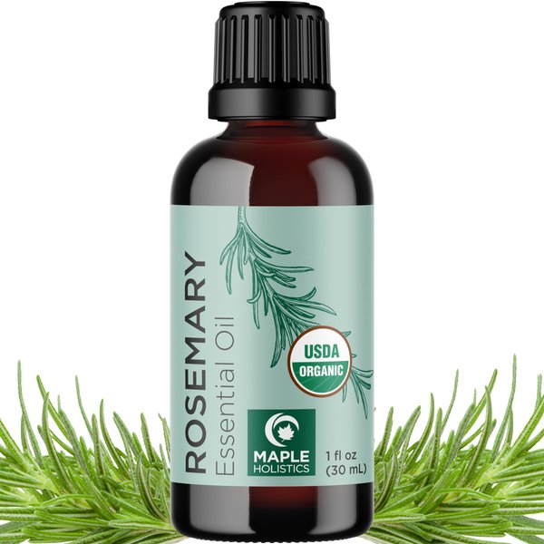 Certified Organic Rosemary Oil for Hair - Pure USDA Organic Rosemary Essential Oil for Hair Skin and Nails plus Aromatherapy - Organic Hair Oil for Dry Scalp Treatment and Enhanced Volume and Shine