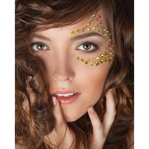NIACONN 1760 Pcs Gold Yellow Hair Jewels Face Gems Stick on, Self Adhesive Glitter Rhinestones Stickers for Women Body Eyes Nails Festival Halloween Makeup & Crafts