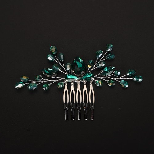 Rumtock Green Crystals Hair Comb Small Cute Headpiece for Women Girls Wedding Bridal Handmade Hair Accessories