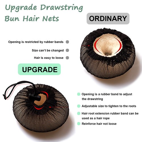 KESAPLAN 6PCS Bun Hair Nets Set Reusable Elastic Mesh Bun Cover for Ballerina Dancer Bank Clerk Nurse Skater Hair Fixing Black Stretch Lace Hair Accessories for Women Girls Mixed Style (Medium)