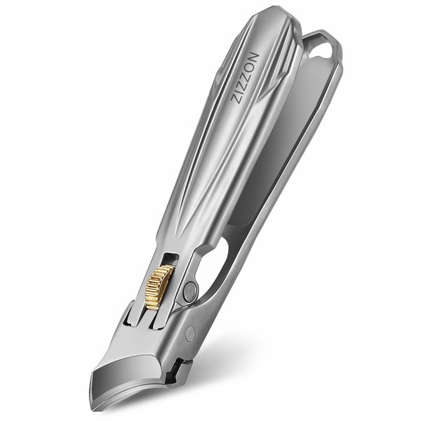 ZIZZON Wide Opening Jaw Angled Toe Nail Clippers for Thick or Ingrown Toenails, Ultra Sharp Nail Cutter with Catcher and Lock, Ergonomic Lever Clippers for Fingernails and Toenails