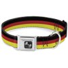 Dog Collar Seatbelt Buckle Stripes Black Red Yellow 11 to 17 Inches 1.0 Inch Wide