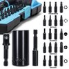 MANWALD Universal Socket Tool Set, Ratcheting T-Handle Screwdriver Set with Power Drill Adapter, Valentines Day Gifts for Him, Women, Dad, Blue, Black