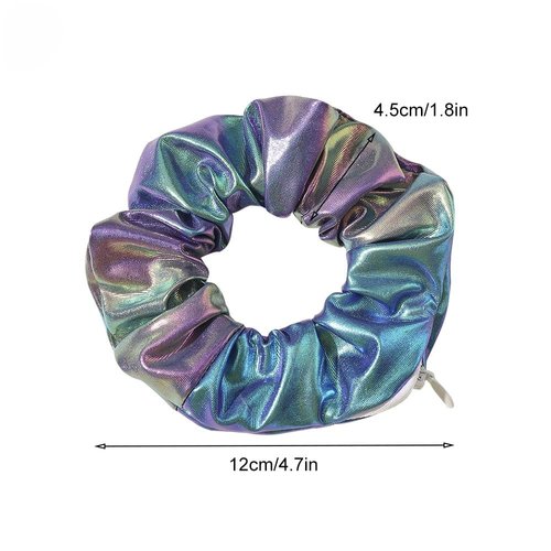 14pcs Rainbow Shimmering Metallic Hair Ties Cute and Fluffy Elastic Fabric Scrunchies Soft for Ponytail Holder for Women Girls