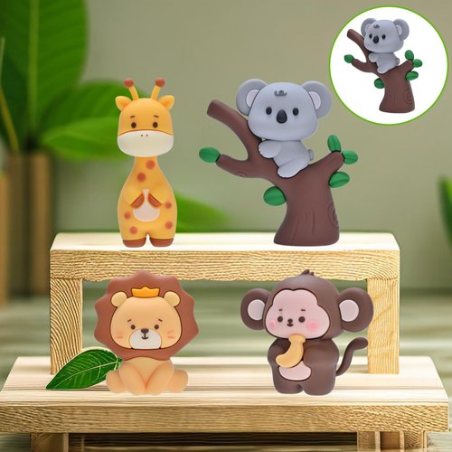 Jungle Safari Animal Cake Toppers with Koala Giraffe Lion Elephant Balls Cake Decorations for Baby Shower Wild Animals Themed Birthday Party Supplies