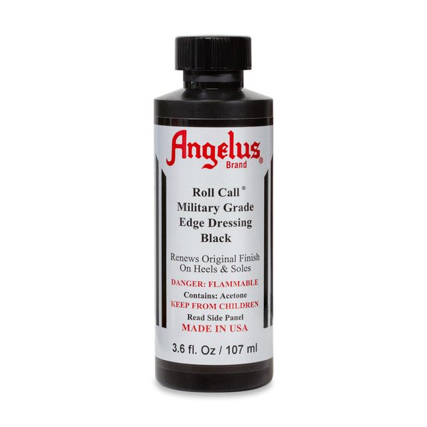 Angelus Roll Call Military Grade Edge Dressing Leather Luster Shine Shoe Polish Instant Shine Black- 3.6oz