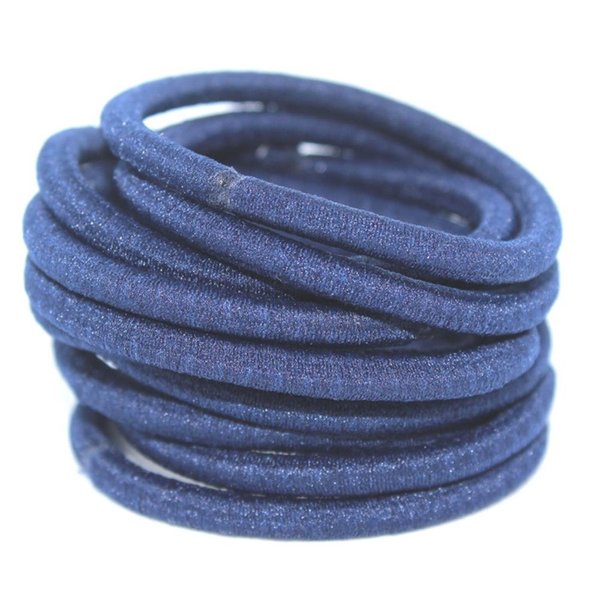 La Tartelette 4 mm Elastic Bands Hair Ties Children Rubber hair headbands - 10 Pcs (Dark Slate Blue)