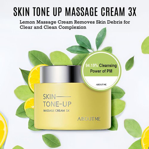 About ME Skin Tone Up Massage Cream 3X - Facial Cleansing Cream for Removing Skin Debris, Makeup Residue, Lemon & Green Cleanse Ingredients for Clear Skin (150ml/5.07oz)