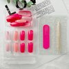 Chrome Pink Press on Nails Medium Square Fake Nails Full Cover Acrylic Nails Glossy Glue on Nails Aurora Artificial Nails Pearl Flash Stick on False Nails with Design for Women Nail Manicure Kit 24pcs