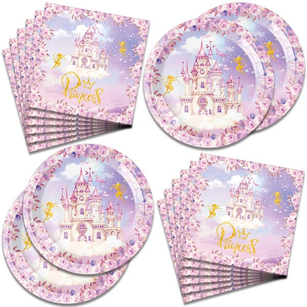 Themed Birthday Party Supplies Set, 40-Piece - Includes Plates and Napkins Perfect for Baby Shower Decorations. (tower)