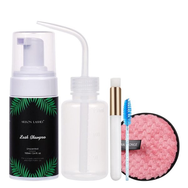 Arison Eyelash Eyelash Extension Shampoo 600ml / Eyelid Foaming Cleanser/Wash for Extensions and Natural Lashes/Paraben & Sulfate Free Safe Makeup & / Professional & Self Use (Aloe)