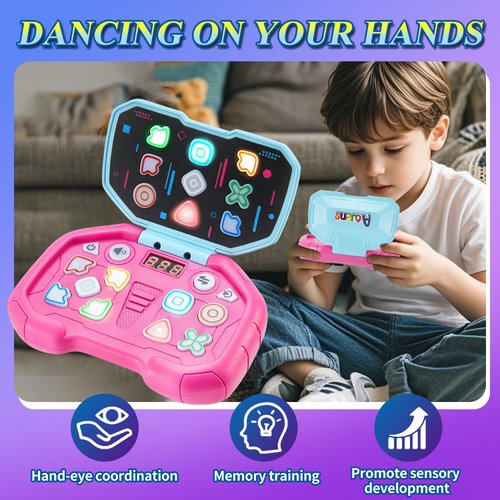 Acvens Handheld Dance Game,4 Mode,999 Level,Sensory Toys,Fast Puzzle Game,ADHD,Pop Fidget Toys for Kids Age 6-12,Birthday Gifts for Girls and Boys (Pink)