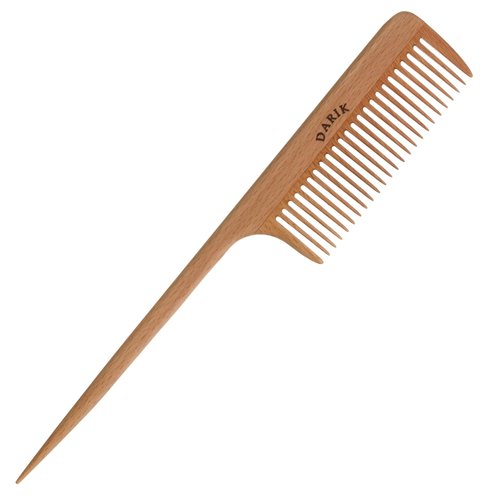 Wide Tooth Wooden Comb | Cepillo Ancho de Madera para Cabello | Natural Hairbrush | Vintage Style Hairbrush | Wood Comb for Gentle Styling | Anti-Static Hair Comb (Fine Tooth Tail Comb)