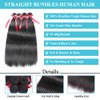 ALLRUN Straight Bundles Human Hair 14 16 18 18Inch Straight 4 Bundles 100% Unprocessed Brazilian Virgin Raw Hair Weave Straight Human Hair Bundles Human Hair Extensions Natural Black