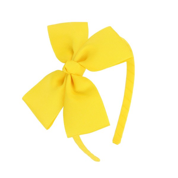 MEEDEE Fashion Bright Yellow Bow Headband Bowknot Headband Big Bow Grosgrain Ribbon Hair Hoop Headband for Girls Toddlers Girls Kids Party Decor Cosplay Costume Headwear Makeup Handmade Hair Band
