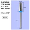 C12rtive 5-IN-1 Tungsten Carbide Bit,Tapered Barrel Electronic Nail Drill Bit for Acrylic Gel Nails Dual Nail Form Remove,3/32 Diameter Nail Bit for E-File Nail Drill(Medium)