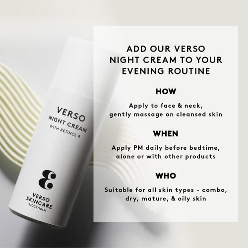 Verso Skin Care | Moisturizing Night Cream | Rejuvenating Face & Neck Night Time Cream for Youthful Skin | Face Care Made Easy (1.6 fl oz)