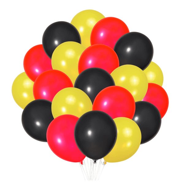 300 Pack Black Red Yellow Balloons - Black Red and Yellow Latex Balloons 12 inch - 100 of Each Color - Party Balloons Decoration Supplies