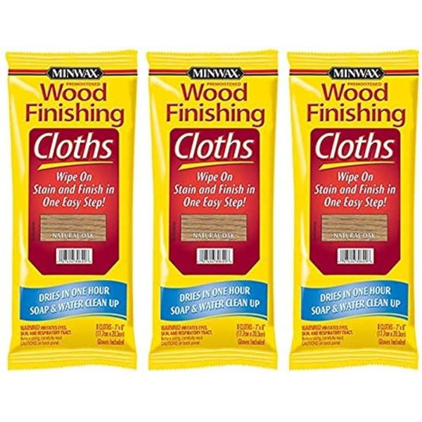 Minwax 308200000 Wood Finishing Cloths, Natural Oak 3 Pack
