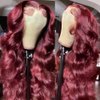 Jessica Hair 7x6 HD Lace Front Wigs Glueless Body Wave Wigs for Women Burgundy Lace Front Wigs Bleached Knots Pre Plucked Hairline with Baby Hair(18 Inch)