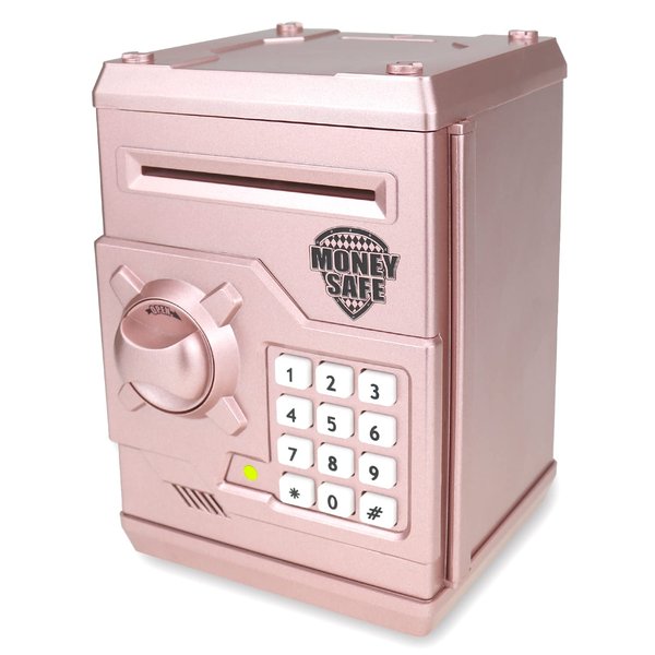 Yoego Kids Money Bank, Electronic Piggy Banks, Great Gift Toy for Kids Children, Auto Scroll Paper Money Saving Box Password Coin Bank,Perfect Toy Gifts for Boys Girls (Rose Gold)