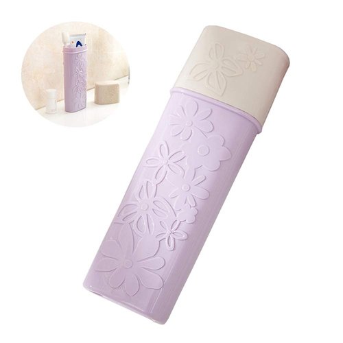 1Pcs Plastic Portable Toothbrush Toothpaste Case Dustproof Toothbrush Toothpaste Storage Container Box Wash Cup Holder for Travel Outdoors Business Trips Home School (Purple)