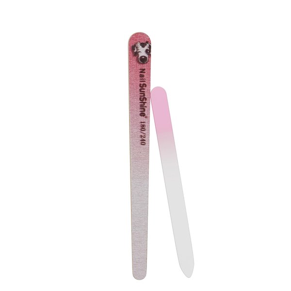 Glass Nail Files and Nail File 100/180 Professional Double Sided Grit Nail Files Tool and Nail Buffering Files for Women and Girls (Pink)