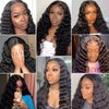 13x6 HD Transparent Deep Wave Lace Front Wigs Curly Human Hair Wigs for Women Glueless Brazilian Curly Lace Frontal Wigs Human Hair Pre Plucked With Baby Hair Natural Black 180% Density(26inch)