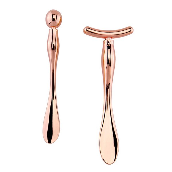 luzen 2Pcs Alloy Metal Eye Cream Applicator Wand Stick Mask Spatula Face Mask Eye Cream Massager Tool for Facial Massage, Reduce Puffiness, Cosmetic Beauty Tools (2 Styles), Rose Gold