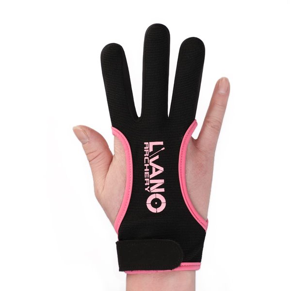 LWANO Archery Gloves Leather Practice Hunting Three Finger Protector for Youth Adult Beginner (Pink, Small)