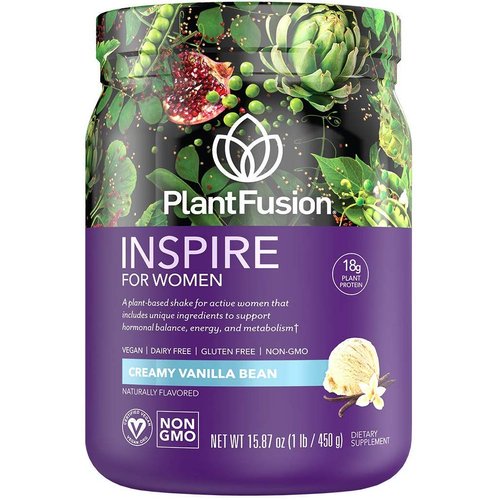 PlantFusion Inspire Plant Protein Powder for Women - Low Carb Protein Powder for Lean Muscle Support - Keto, Gluten Free, Soy Free, Non-Dairy, No Sugar, Non-GMO - Creamy Vanilla Bean 1 lb
