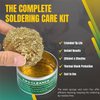 Flexzion Soldering Iron Tip Cleaner, Soft Coiled Brass Wire Sponge Stainless Steel Holder with Rosin Flux