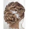 Brishow Flower Bride Wedding Hair Pins Silver Leaf Hair Pieces Bridal Pearl Hair Accessories for Women and Girls