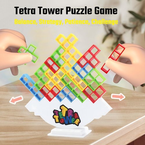 Gdaytao 64Pcs Tower Stack Game | Balance Game | Stacking Game for Kids & Adult | Board Game & Puzzle Game | Family Games for Coordination & Creativity