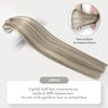 EYEFULL STELL Clip in Human Hair Extensions 22inch 120g 7PCS Ash Brown Highlights Platinum Blonde Remy Natural Straight Invisible Double Weft Clip ins Real 100% Human Hair Extensions Clip on Hair