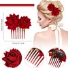 4 Pieces Rose Hairpin Hair Clip Bridal Rose Brooch Wedding Floral Clips Women Flower Hair Accessories for Woman Girl Party Wedding